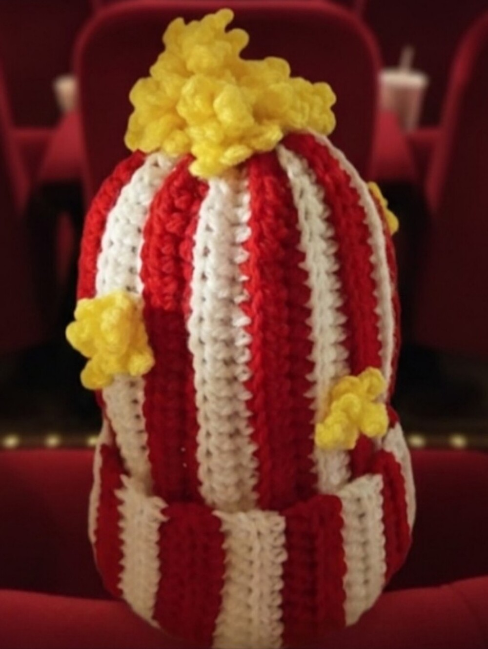 Handmade Adult Crochet Movie Popcorn Beanie Hat